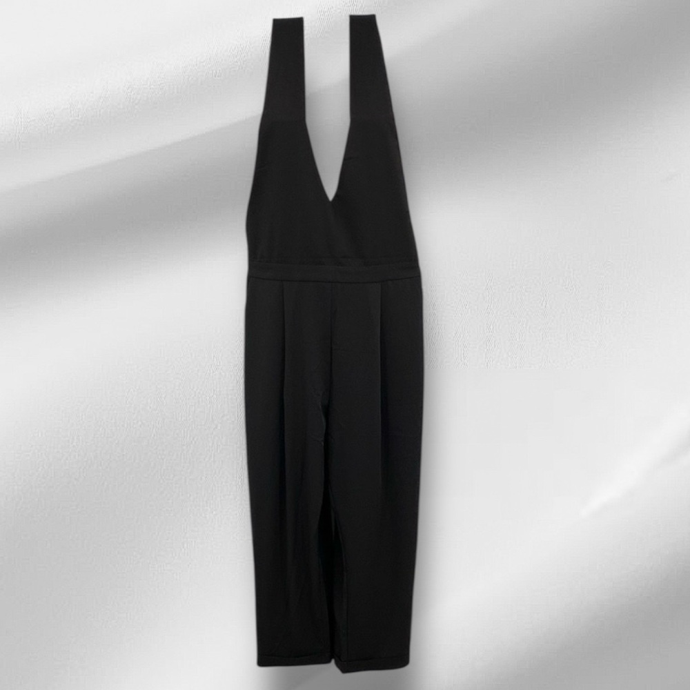 Roolee Jumpsuit Womens XL Style SF-1801008-Z Black‎ Plunge Neckline Tapered Leg